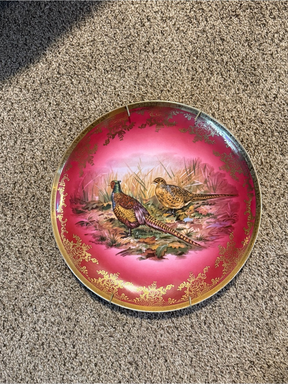 STW Bavaria West Germany Rubin Red & Gold Pheasant Plate